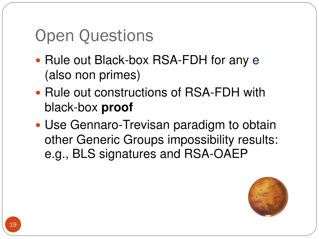 open questions