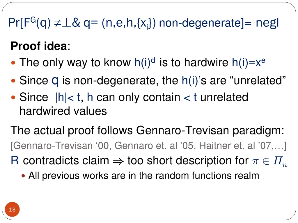 pr f g q q n e h x i non degenerate negl