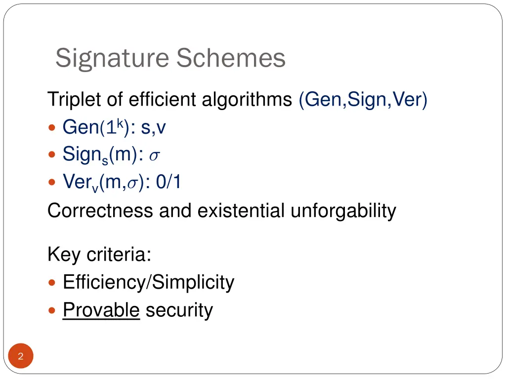 signature schemes