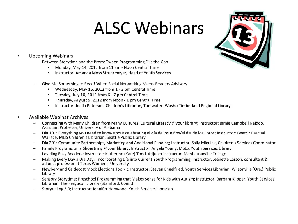 alsc webinars