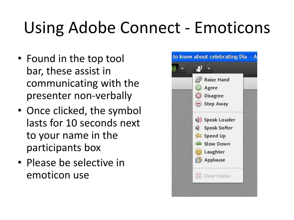 using adobe connect emoticons