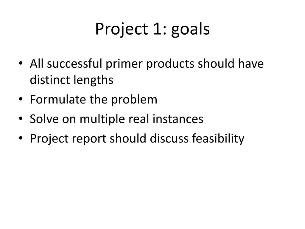 project 1 goals
