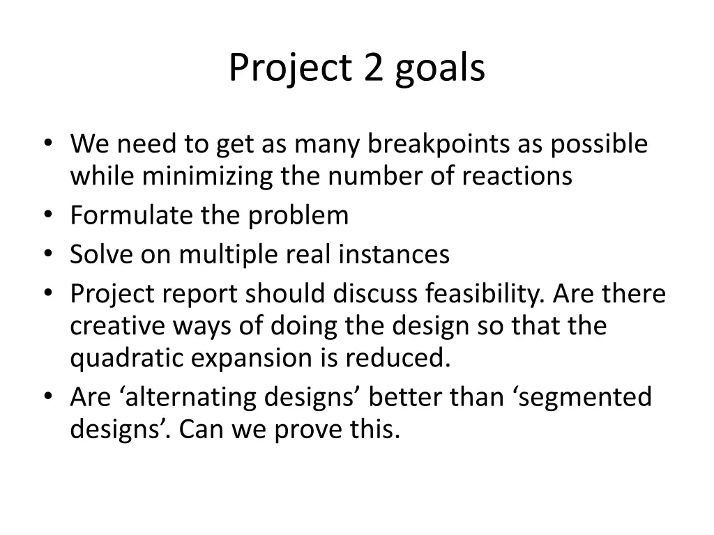 project 2 goals