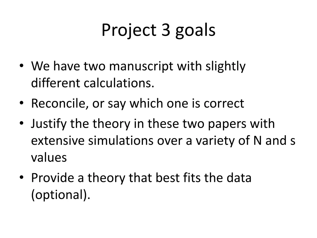 project 3 goals