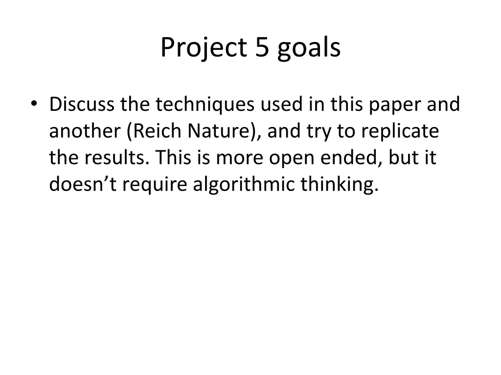 project 5 goals 1