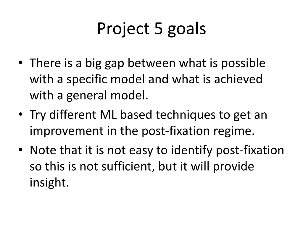 project 5 goals