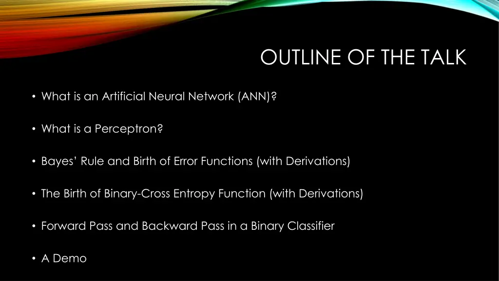 outline of the talk