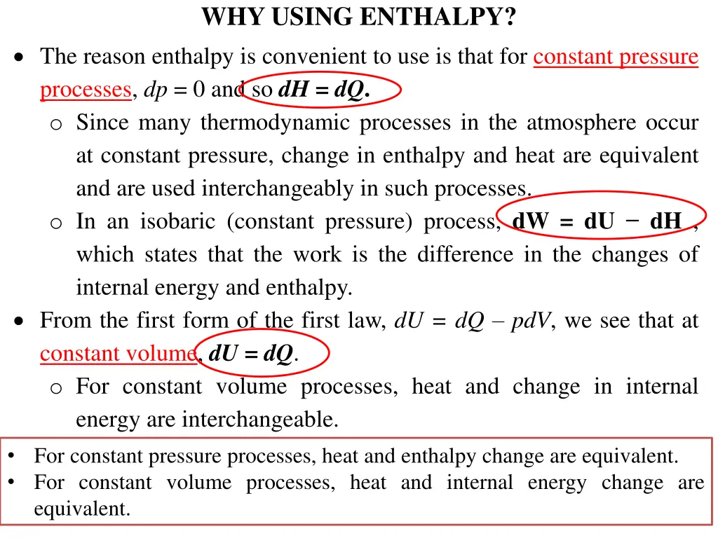 why using enthalpy