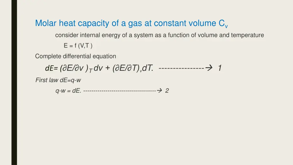 molar heat capacity of a gas at constant volume