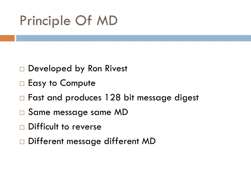 principle of md