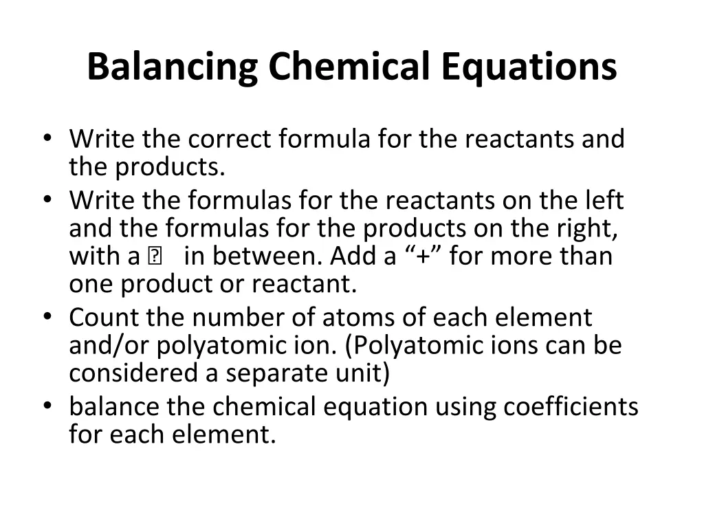 balancing chemical equations