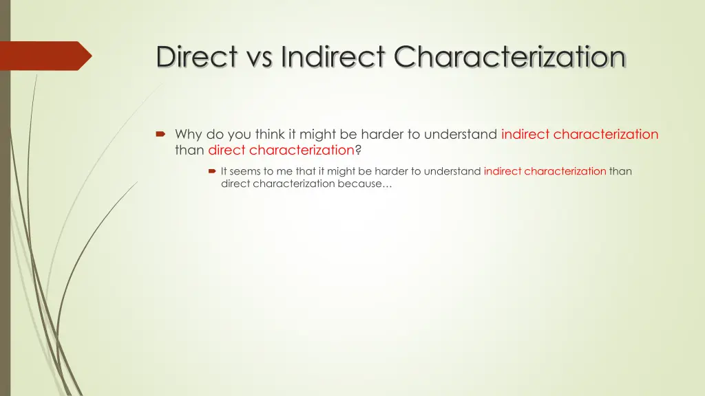 direct vs indirect characterization