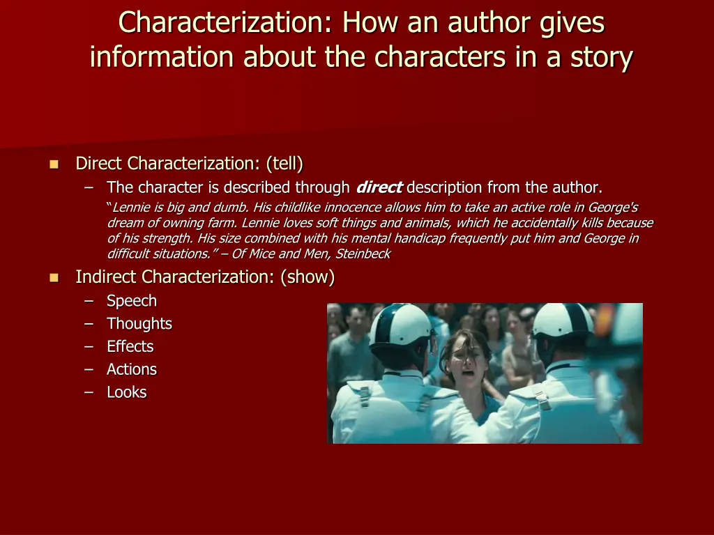 characterization how an author gives information