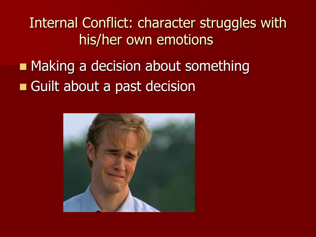 internal conflict character struggles with