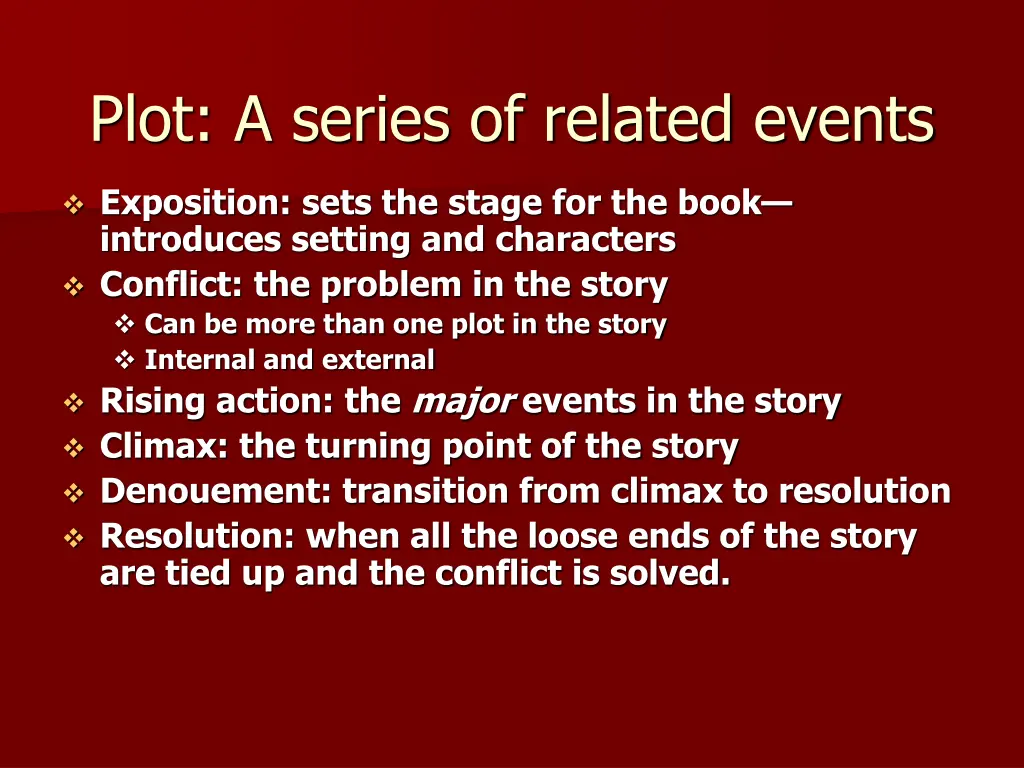 plot a series of related events