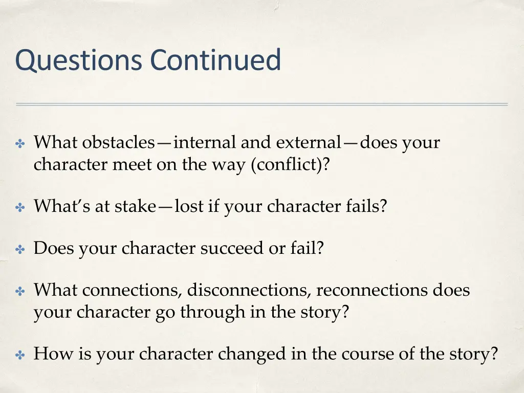questions continued