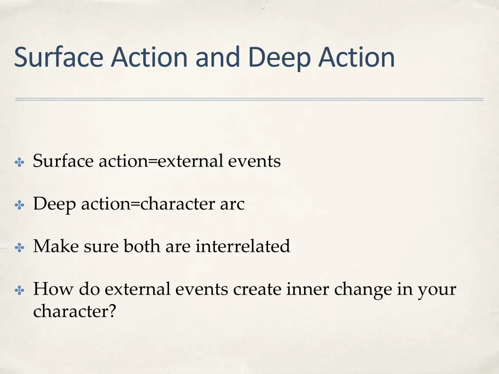 surface action and deep action