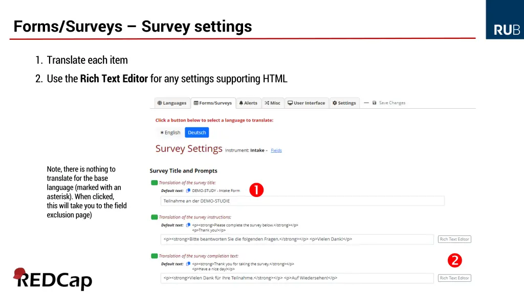 forms surveys survey settings