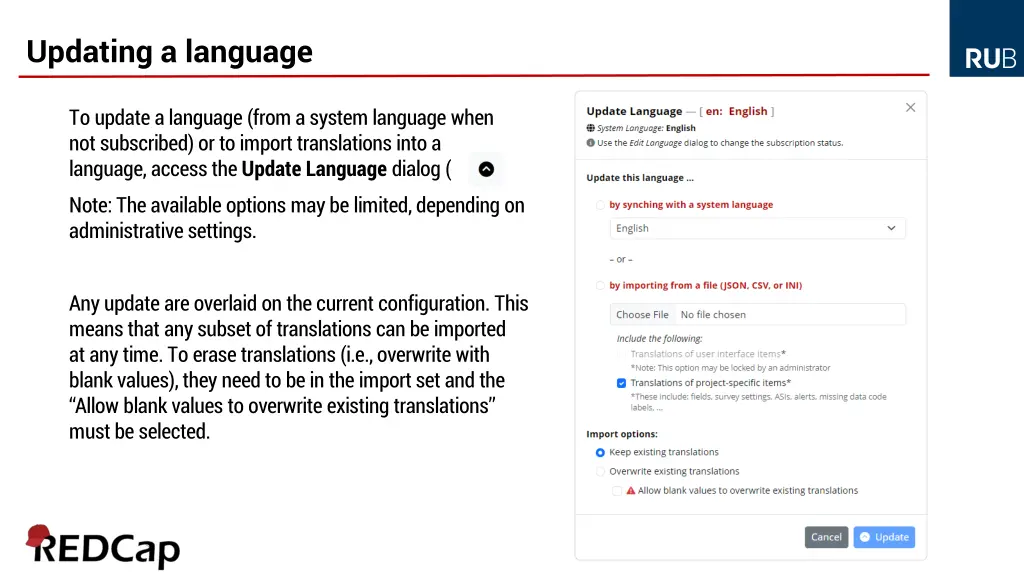 updating a language