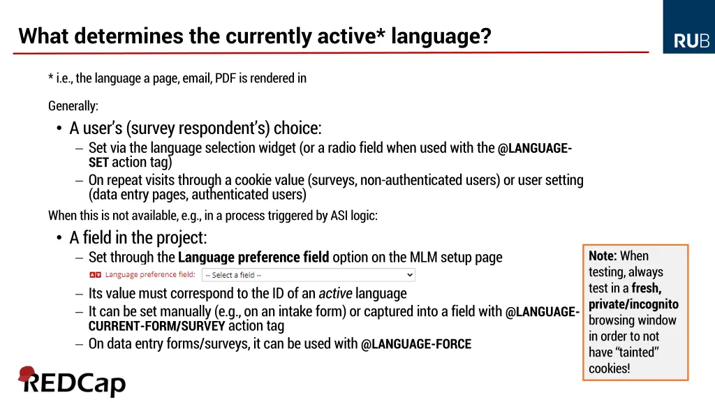 what determines the currently active language