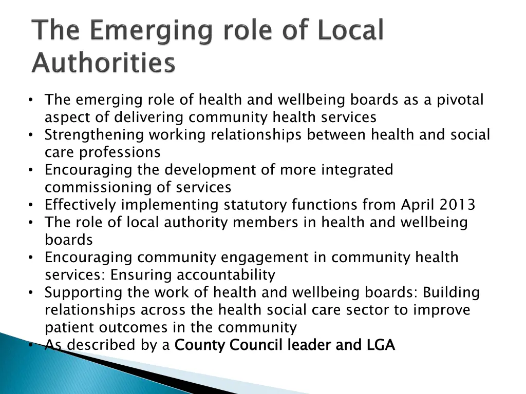 the emerging role of health and wellbeing boards