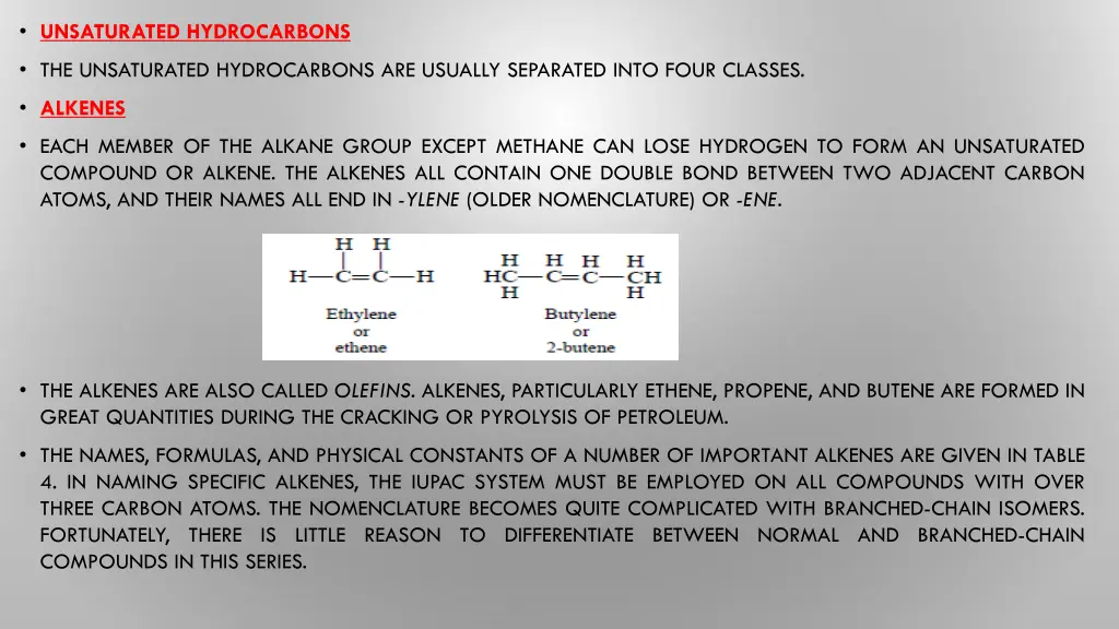 unsaturated hydrocarbons