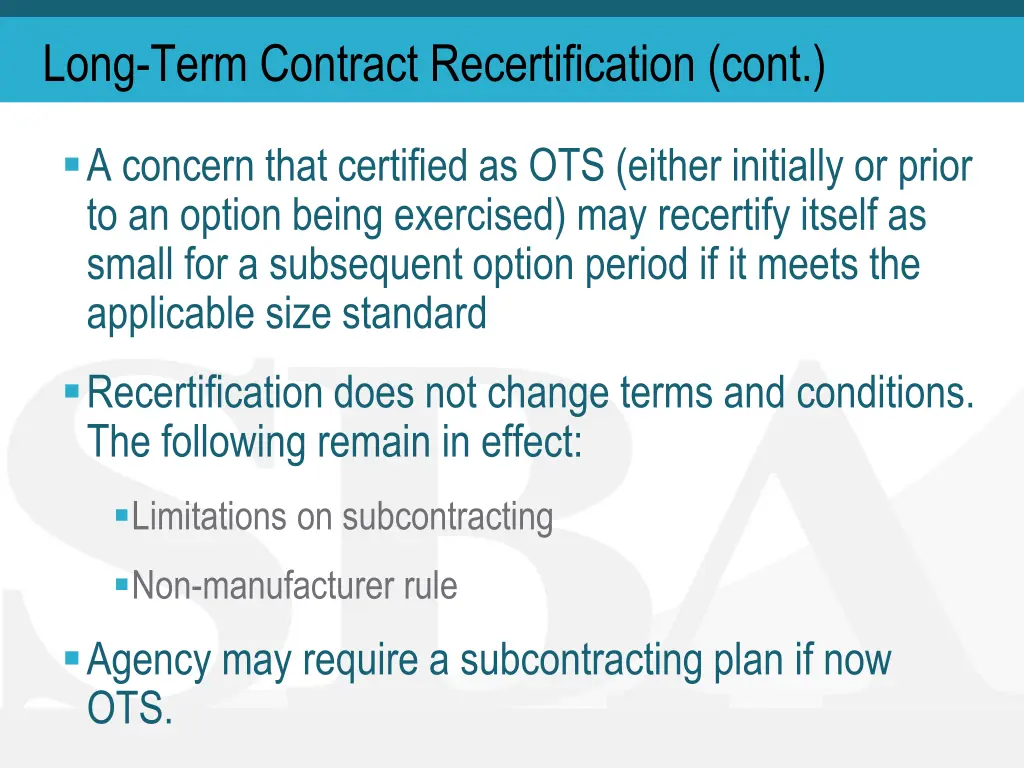 long term contract recertification cont 1