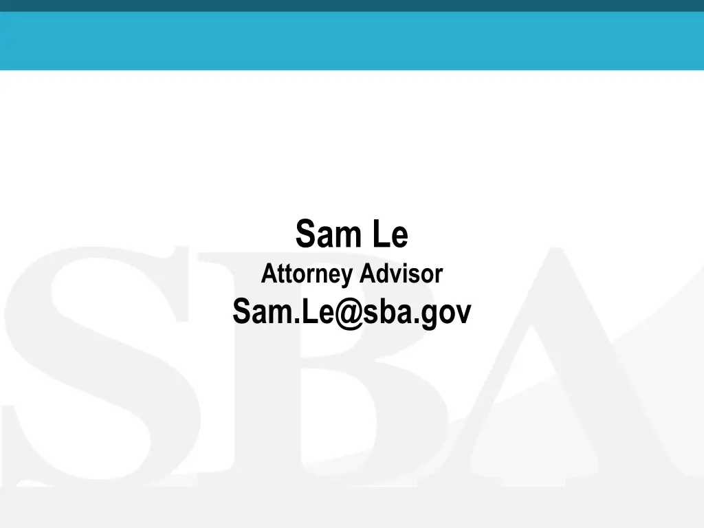 sam le attorney advisor sam le@sba gov