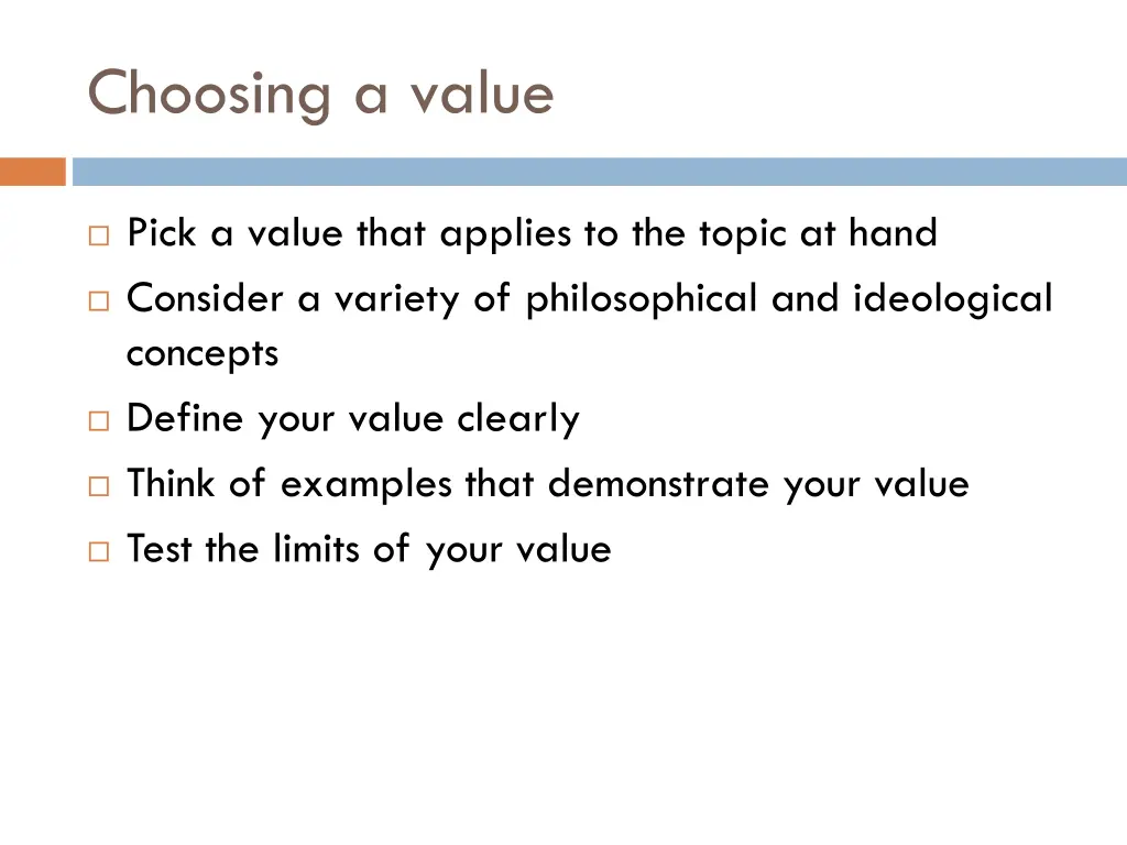 choosing a value