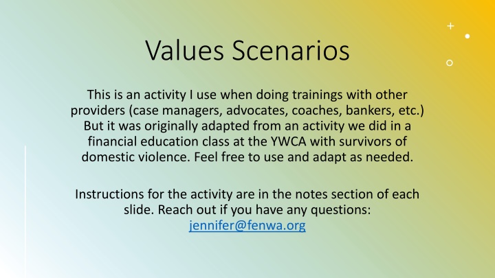 values scenarios