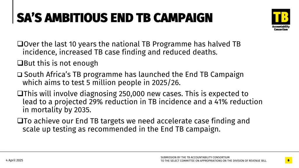 sa s ambitious end tb campaign sa s ambitious