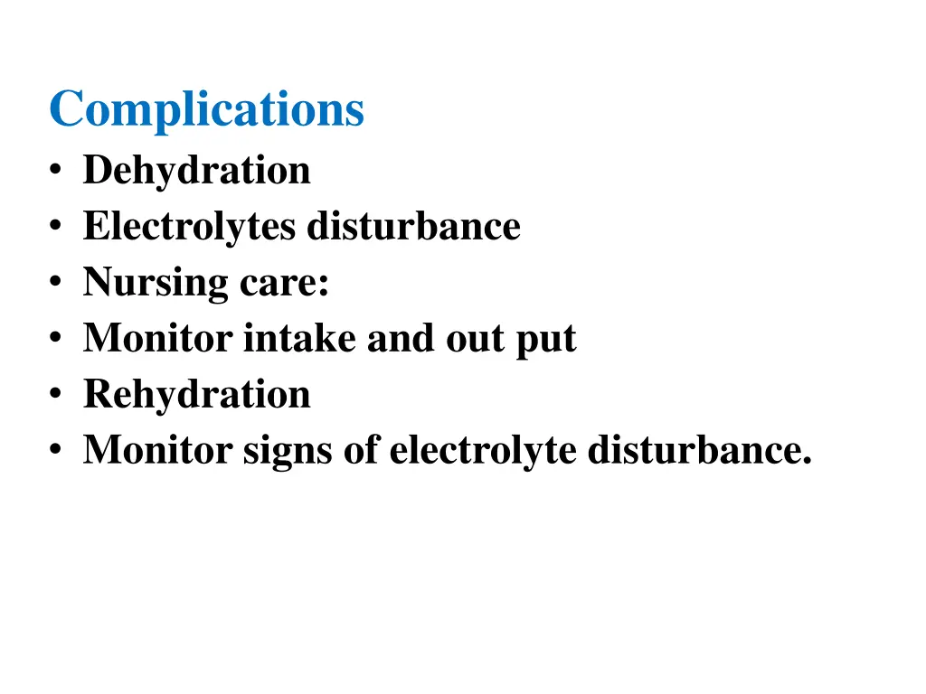 complications dehydration electrolytes