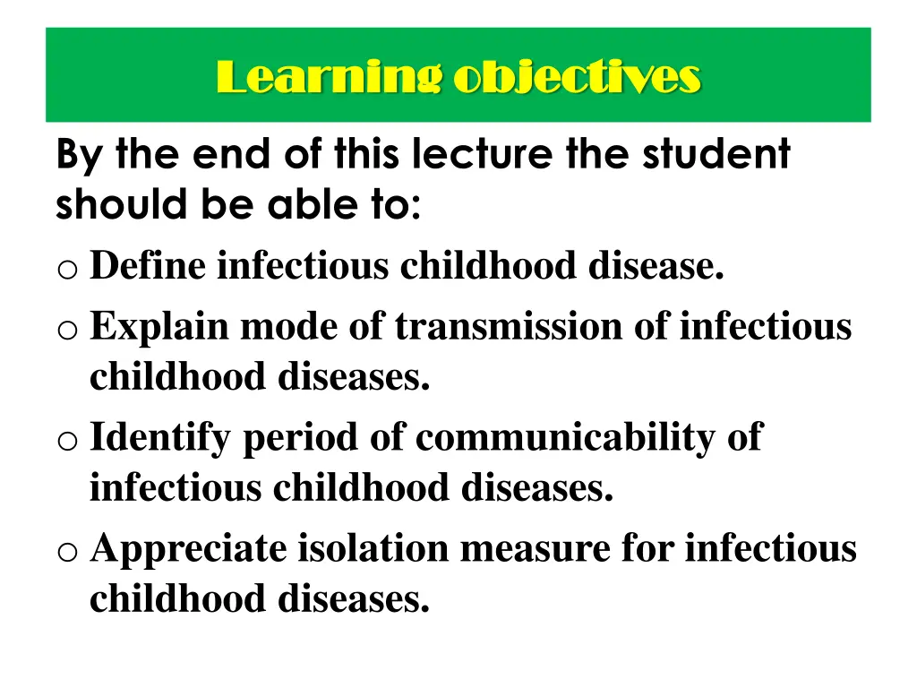 learning objectives learning objectives