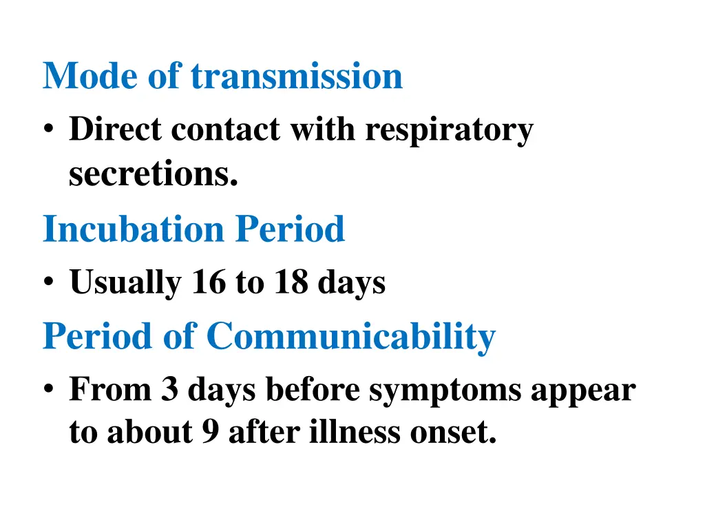 mode of transmission direct contact with