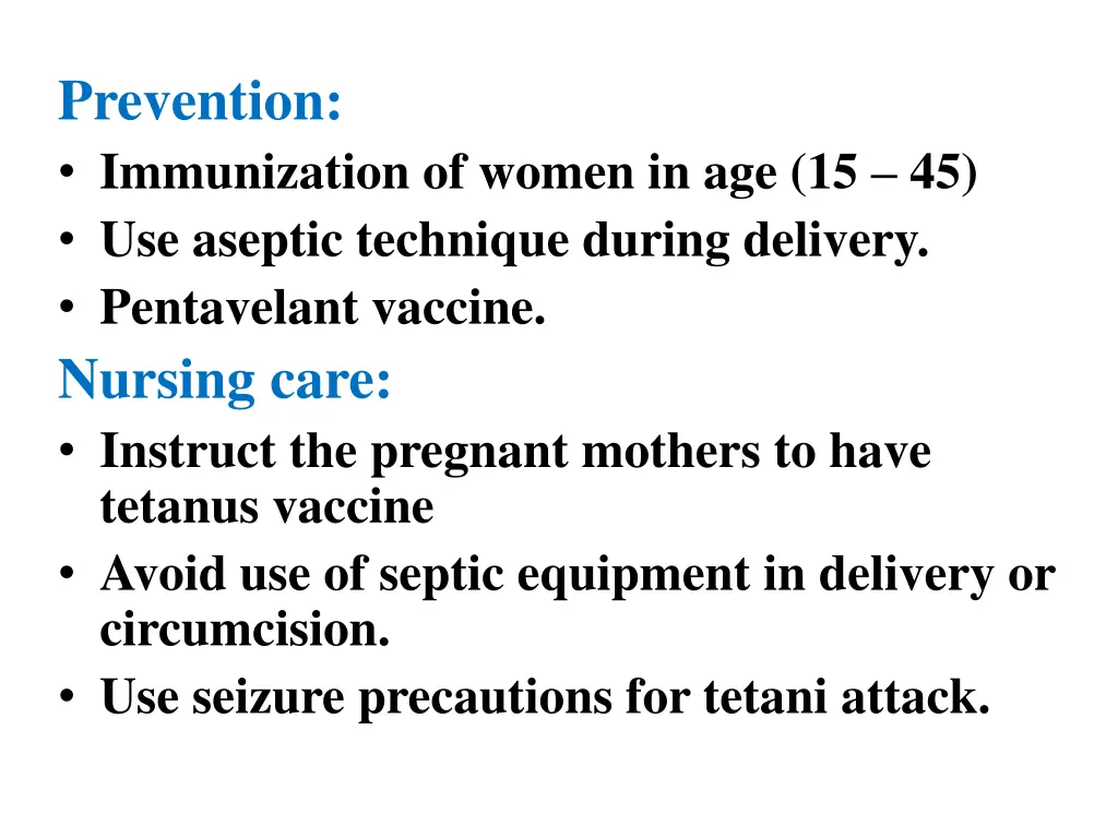 prevention immunization of women