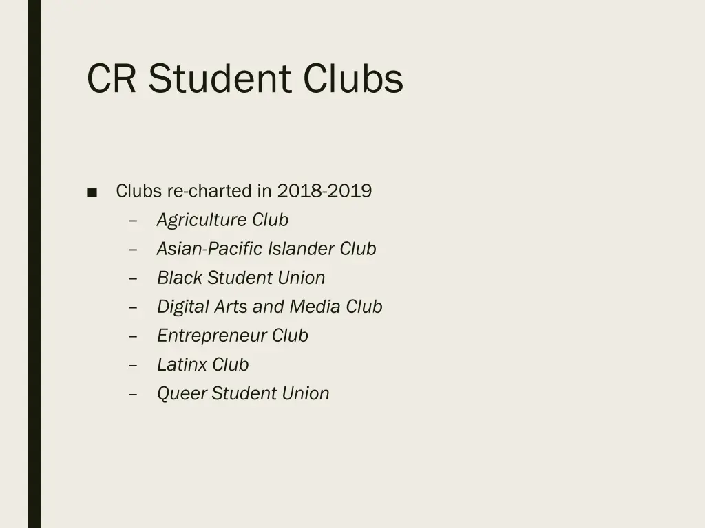 cr student clubs