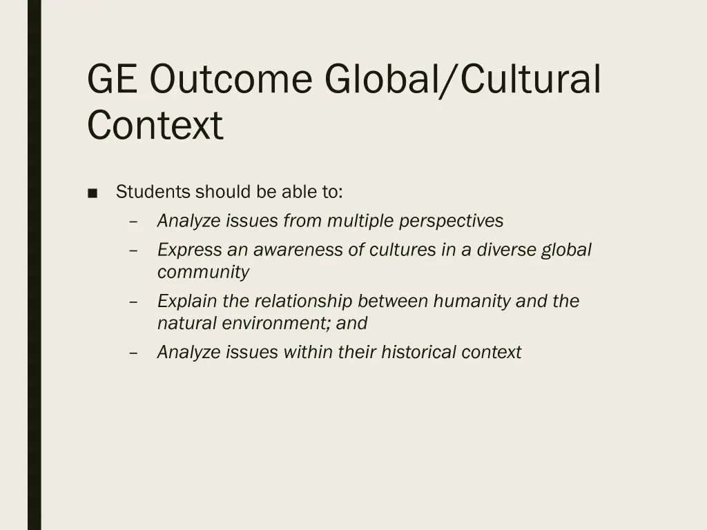 ge outcome global cultural context