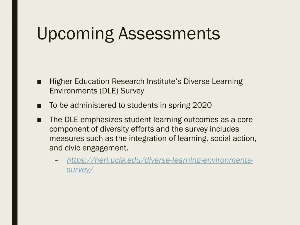 upcoming assessments
