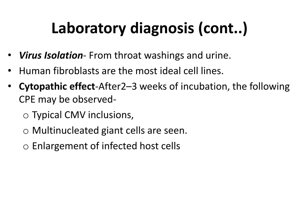 laboratory diagnosis cont