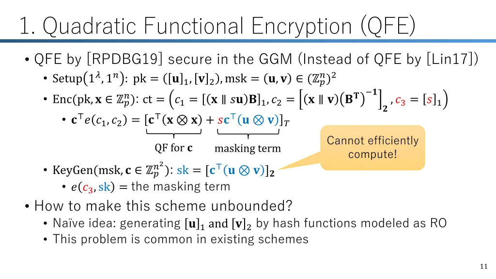 1 quadratic functional encryption qfe