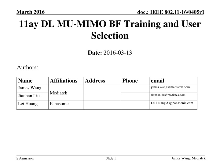 march 2016 11ay dl mu mimo bf training and user