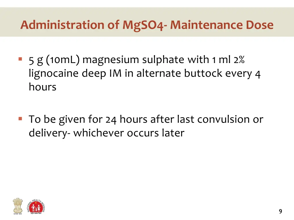 administration of mgso4 maintenance dose