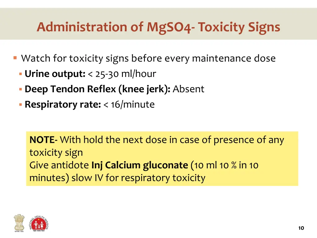 administration of mgso4 toxicity signs