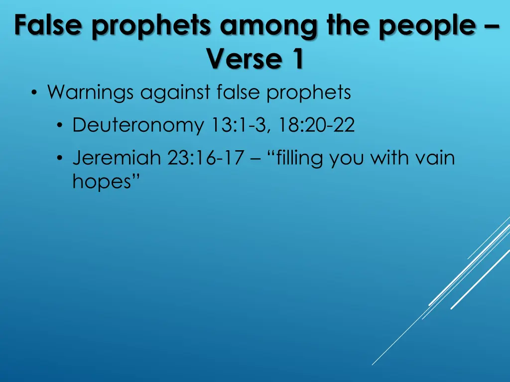 false prophets among the people verse 1 2