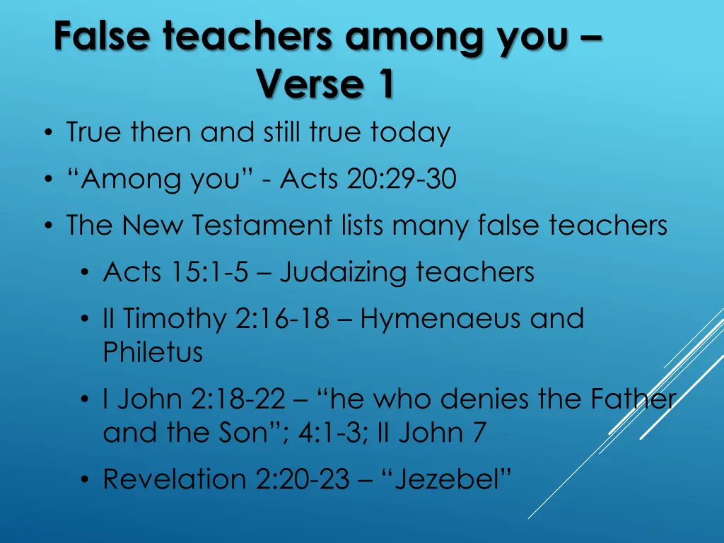 false teachers among you verse 1