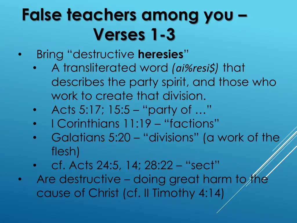 false teachers among you verses 1 3 2