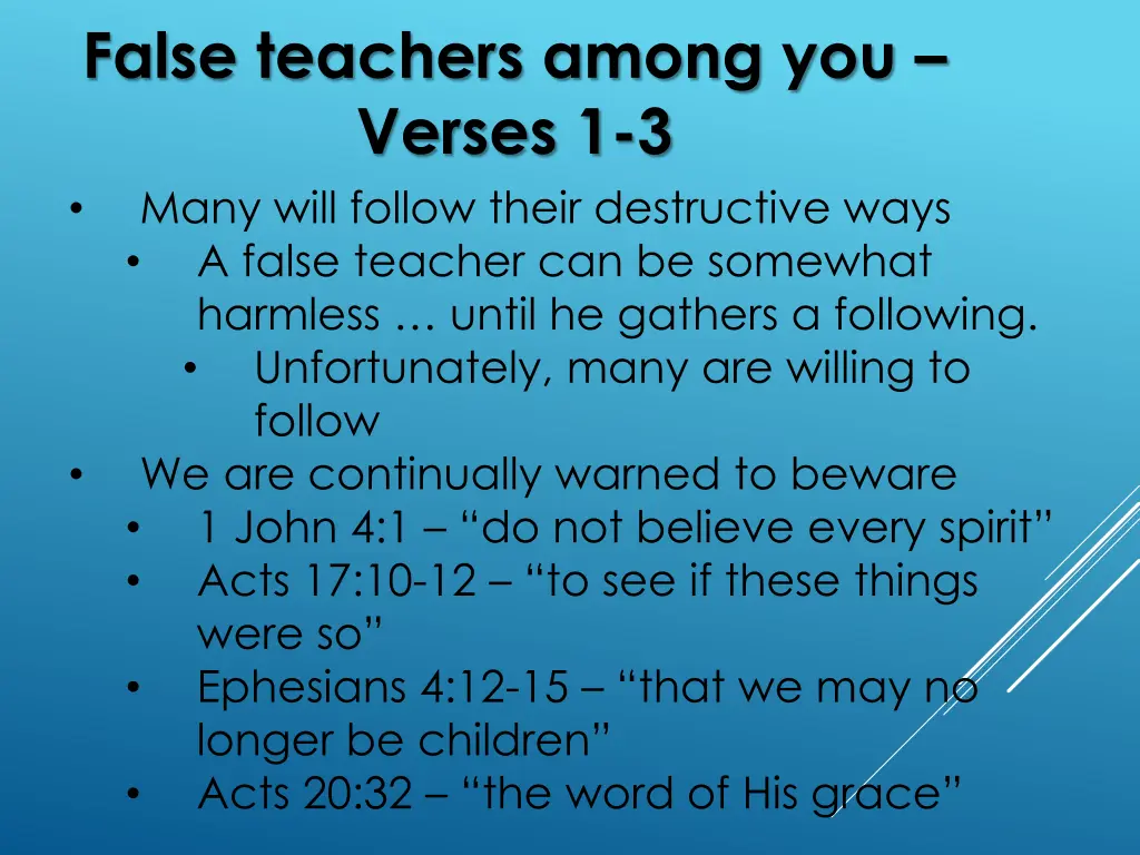 false teachers among you verses 1 3 5