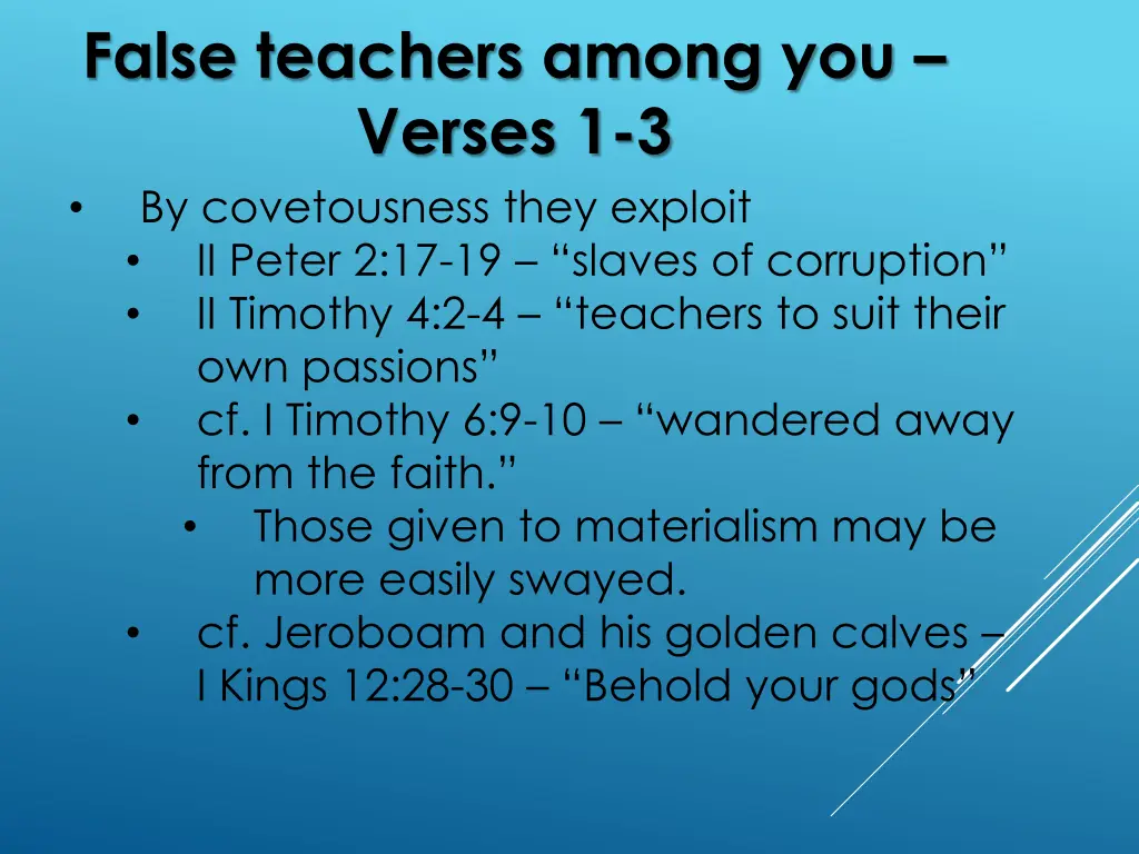 false teachers among you verses 1 3 7