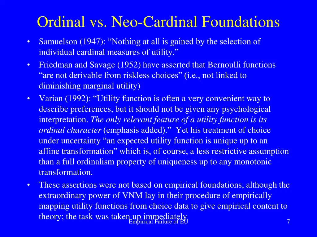 ordinal vs neo cardinal foundations