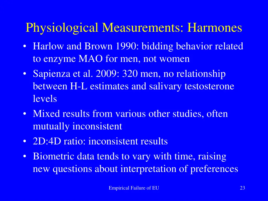 physiological measurements harmones harlow